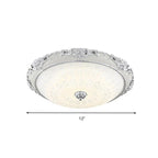 Dome Flush Mounted Light Modern White Glass 8"/12"/16" Wide LED Gold/Silver Ceiling Light in White/3 Color Light