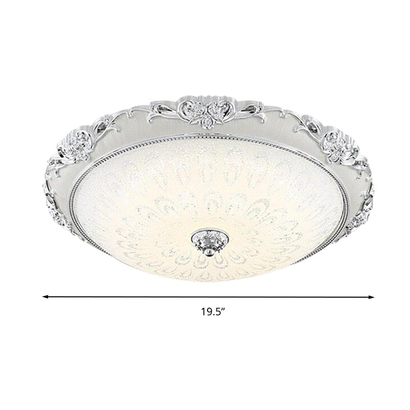 Dome Flush Mounted Light Modern White Glass 8"/12"/16" Wide LED Gold/Silver Ceiling Light in White/3 Color Light