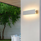 Modern Rectangular Wall Sconce, Metal, White, Garden