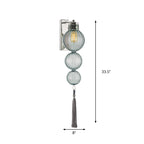 Brass/Chrome Finish Sphere Sconce Light Chinese Style 1 Bulb Clear/Amber/Light Blue Glass Wall Mount Lamp with Tassel Knot