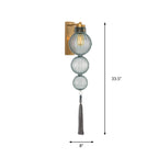 Brass/Chrome Finish Sphere Sconce Light Chinese Style 1 Bulb Clear/Amber/Light Blue Glass Wall Mount Lamp with Tassel Knot