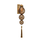 Brass/Chrome Finish Sphere Sconce Light Chinese Style 1 Bulb Clear/Amber/Light Blue Glass Wall Mount Lamp with Tassel Knot