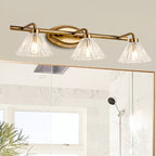 1/2/3-Bulb Cone Vanity Light Fixture Traditional Brass Metal LED Wall Sconce Lighting for Bathroom