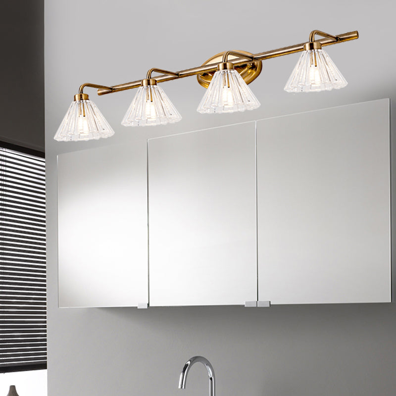 1/2/3-Bulb Cone Vanity Light Fixture Traditional Brass Metal LED Wall Sconce Lighting for Bathroom