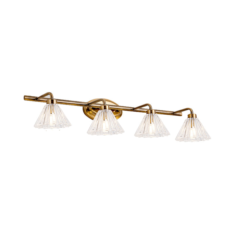 1/2/3-Bulb Cone Vanity Light Fixture Traditional Brass Metal LED Wall Sconce Lighting for Bathroom