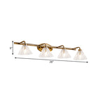 1/2/3-Bulb Cone Vanity Light Fixture Traditional Brass Metal LED Wall Sconce Lighting for Bathroom