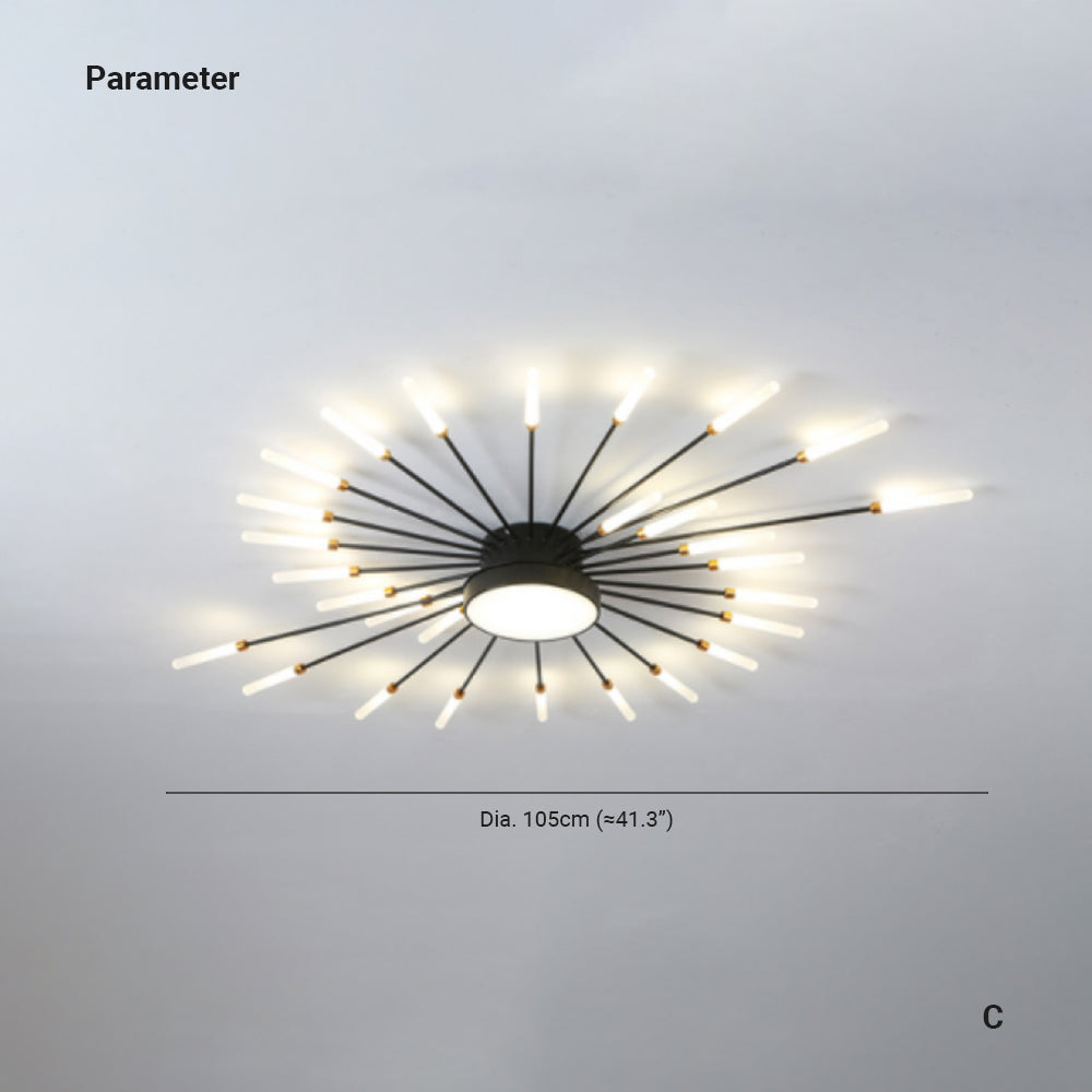 Wesley Modern Linear Firework Ceiling Light Black/Gold
