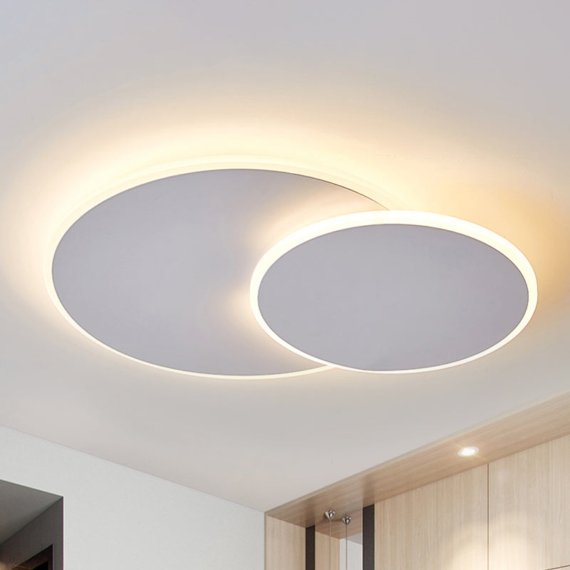 Round Acrylic Ceiling Light Fixture Minimalist White/Coffee 16"/19.5" Wide LED Flush Mount Lamp in Warm/White Light