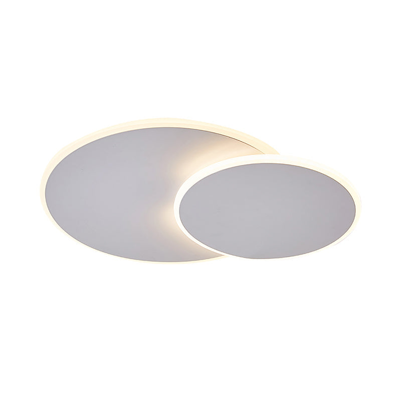 Round Acrylic Ceiling Light Fixture Minimalist White/Coffee 16"/19.5" Wide LED Flush Mount Lamp in Warm/White Light