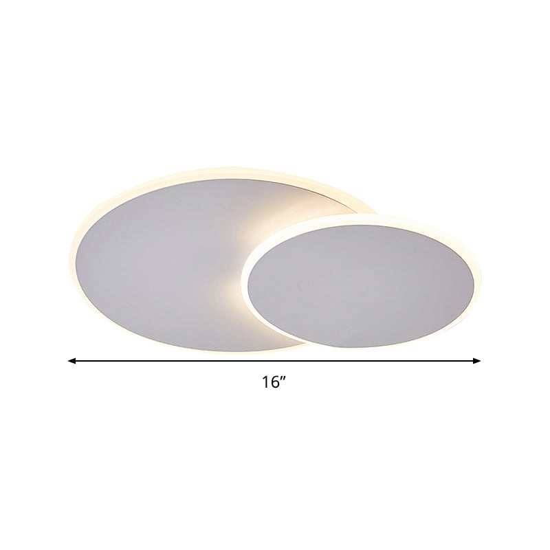 Round Acrylic Ceiling Light Fixture Minimalist White/Coffee 16"/19.5" Wide LED Flush Mount Lamp in Warm/White Light