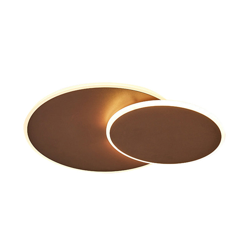 Round Acrylic Ceiling Light Fixture Minimalist White/Coffee 16"/19.5" Wide LED Flush Mount Lamp in Warm/White Light