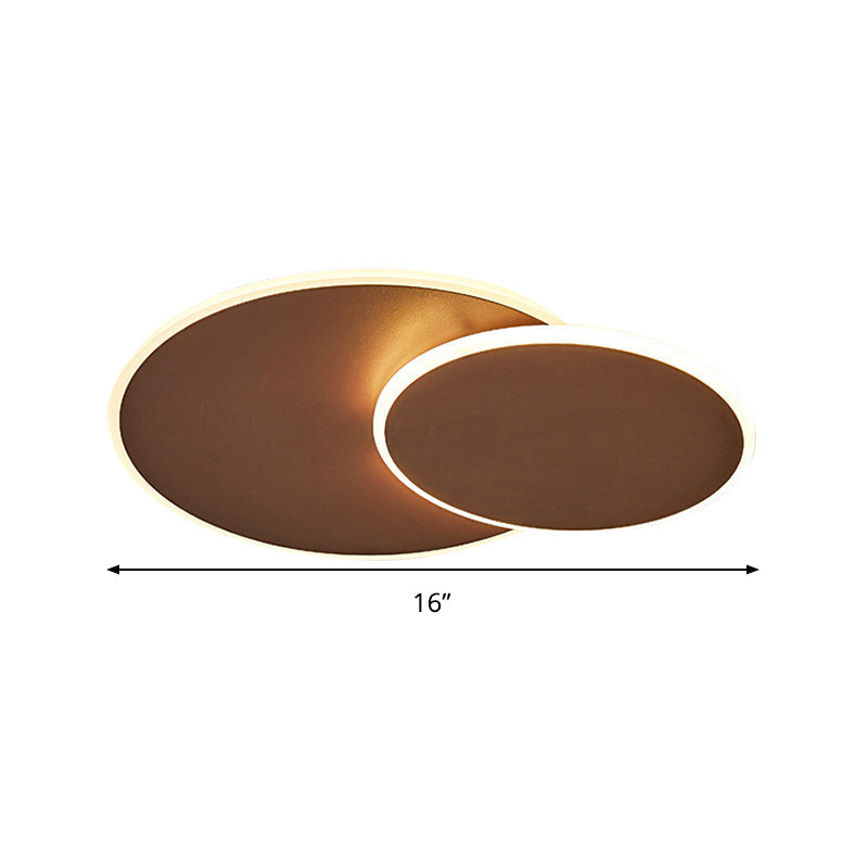 Round Acrylic Ceiling Light Fixture Minimalist White/Coffee 16"/19.5" Wide LED Flush Mount Lamp in Warm/White Light