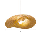 16"/19.5"/23.5" W Twist Pendant Lighting Contemporary Bamboo 1 Light Living Room Hanging Lamp in Beige