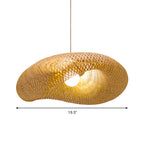 16"/19.5"/23.5" W Twist Pendant Lighting Contemporary Bamboo 1 Light Living Room Hanging Lamp in Beige