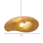 16"/19.5"/23.5" W Twist Pendant Lighting Contemporary Bamboo 1 Light Living Room Hanging Lamp in Beige