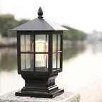 Etilo Modern Metal Glass Lantern LED Outdoor Light Post