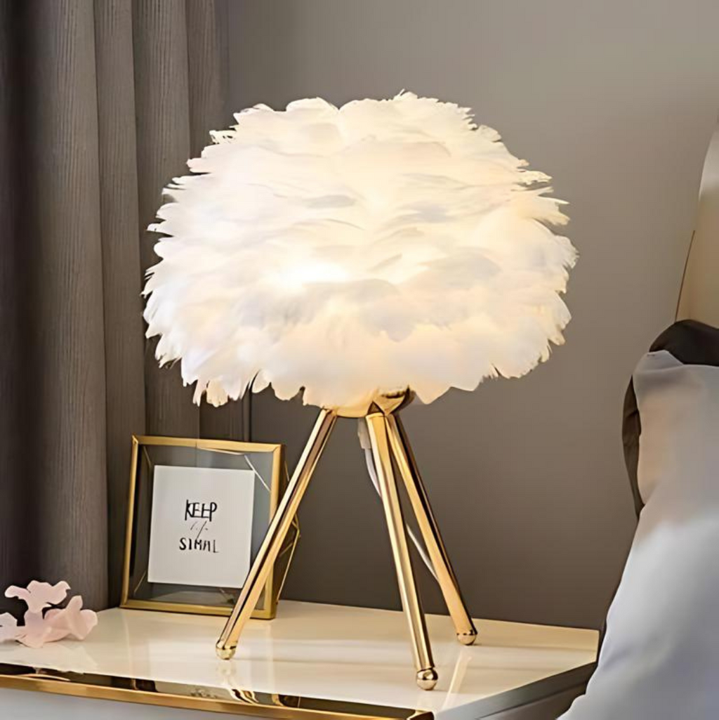 Vynex - Luxe Table Lamp with Soft Feathers