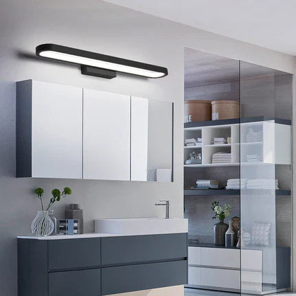 Luxa Modern Metal Wall Lamp Mirror Front, Curved, Black/Coffee