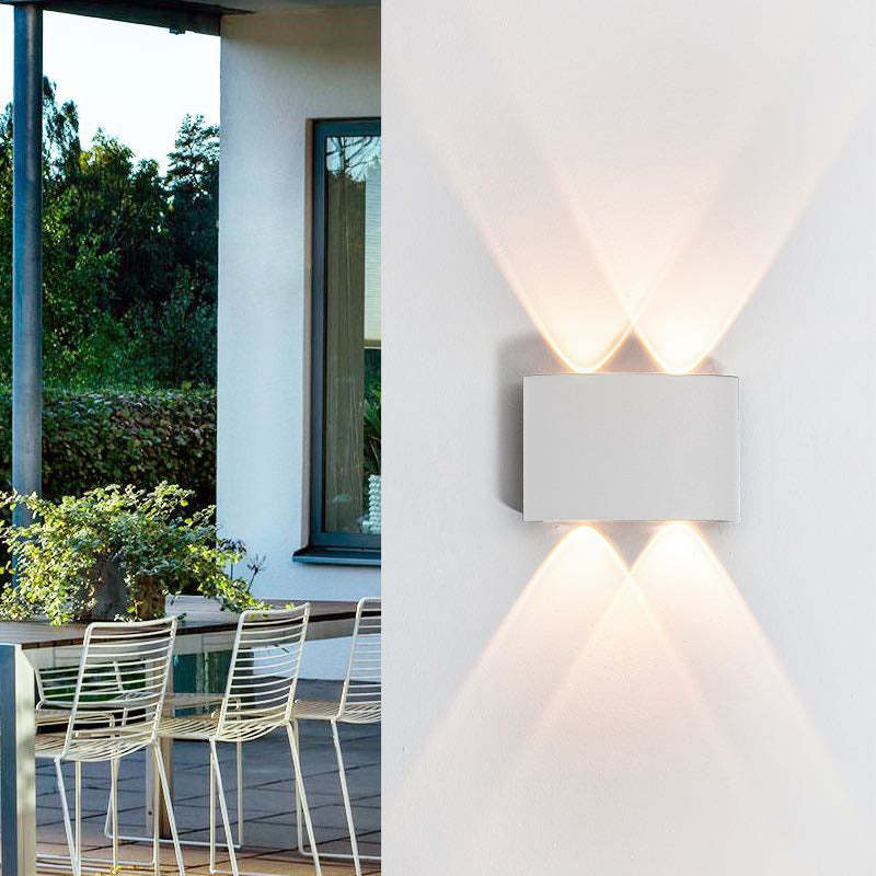 Ray Modern Outdoor Wall Light Rectangle LED White Metal Terrace