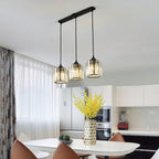 Vina Modern Cluster Cylinder Glass Pendant Light, Black/Gold