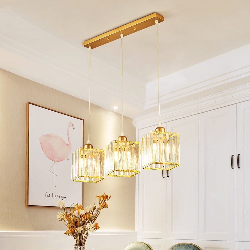 Vina Modern Cluster Cylinder Glass Pendant Light, Black/Gold