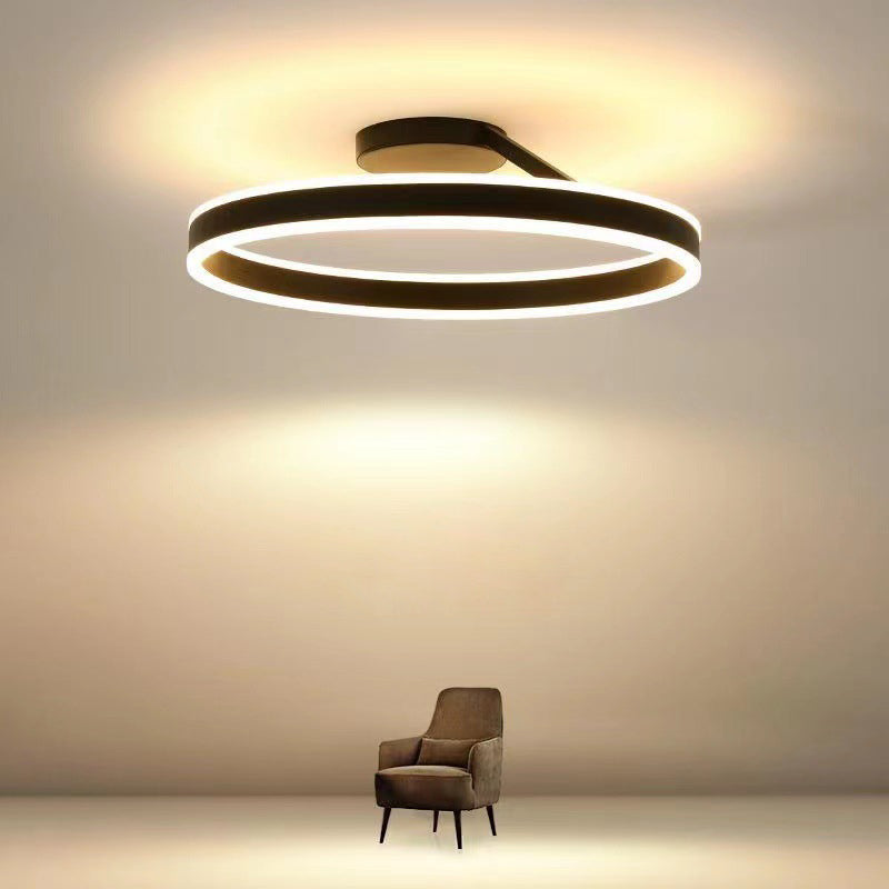Solen Modern Circle Flush Mount Ceiling Light, Black & White