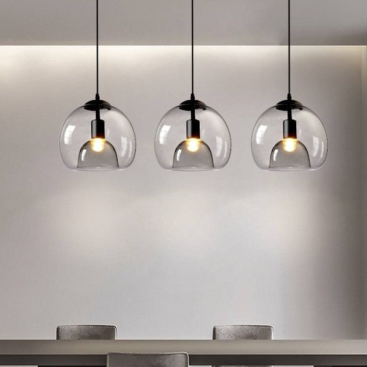 June Globe Glass Pendant Light, Amber/Smoky Grey