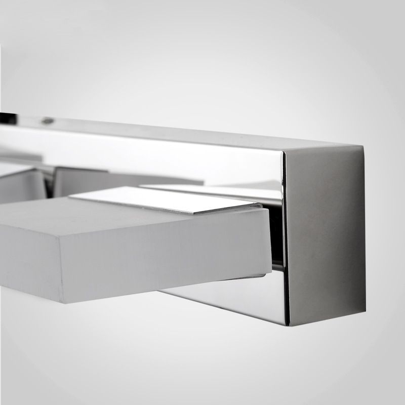 Arisha Design LED Square Mirror Wall Sconce Modern Metal/Acrylic Silver Bathroom