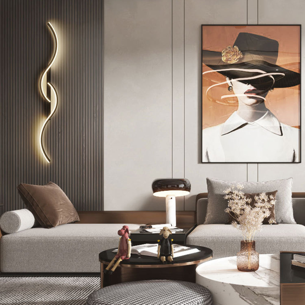 Lumor Modern Wave Design Wall Sconce Black/Gold Living Room