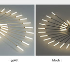 Wesley Modern Linear Firework Ceiling Light Black/Gold