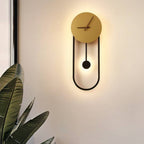 Arisha Nordic Clock Wall Lamp, Gold & Black