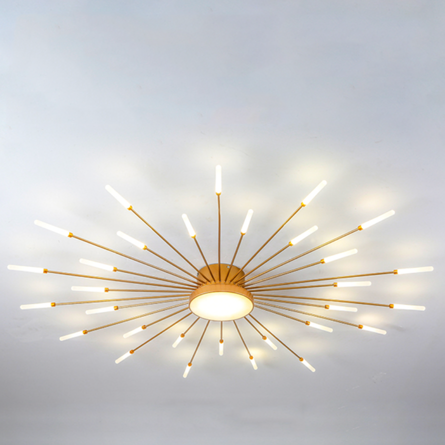 Wesley Modern Linear Firework Ceiling Light Black/Gold