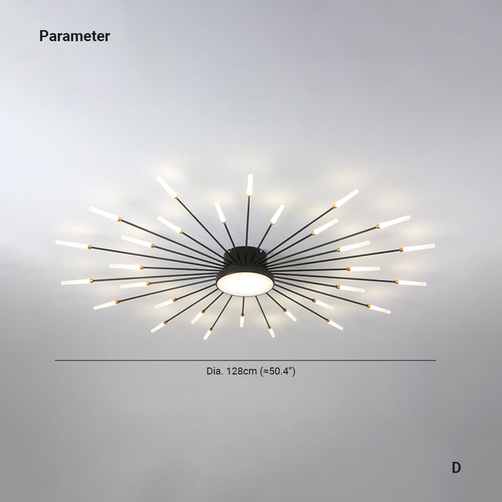 Wesley Modern Linear Firework Ceiling Light Black/Gold