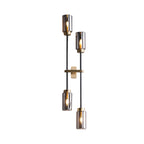 Modernist Cylinder Sconce Light Smoke Gray Glass 4 Heads Bedroom Wall Mounted Lamp