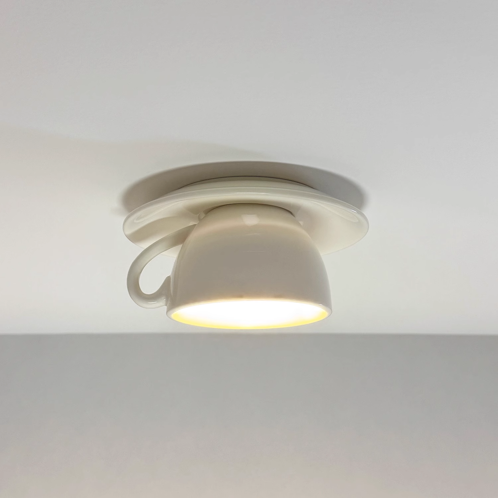 Teyo Modern Ceramic Coffee Cup Ceiling Light Blue/Pink/Yellow