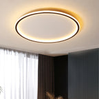 Nordic Style Disc LED Ceiling Lighting 16"/19.5"/23.5" Wide Aluminum Black Flush Lamp in Warm/White Light/Remote Control Stepless Dimming
