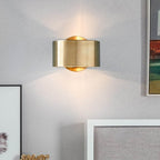 Drum Wall Mounted Light Minimalist Metal 1 Head Living Room Wall Lighting Fixture in Gold