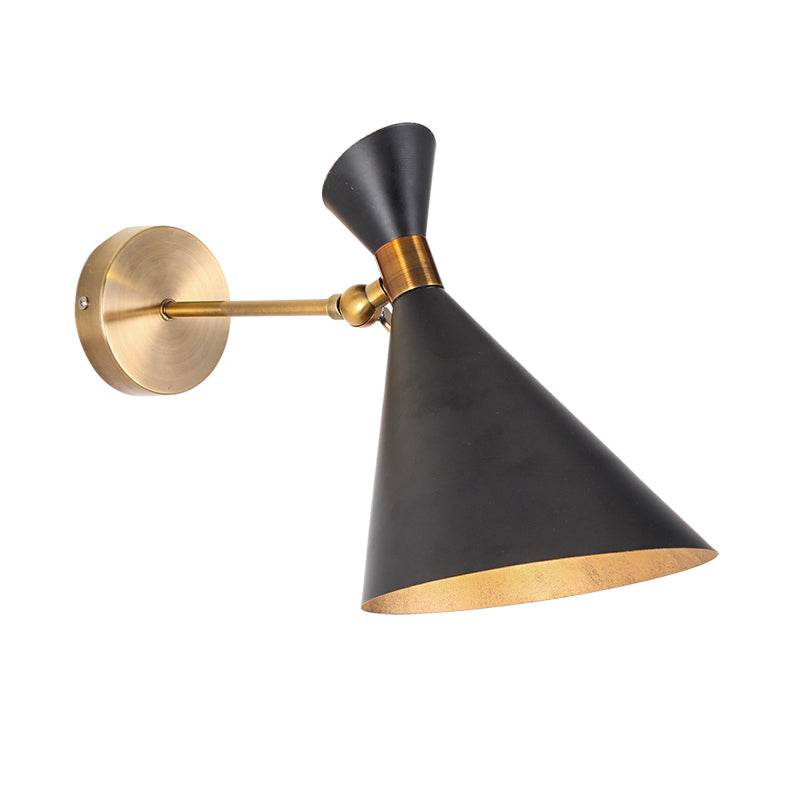 1 Head Restaurant Wall Sconce Modern Black/White Wall Mount Lamp with Flared Metal Shade