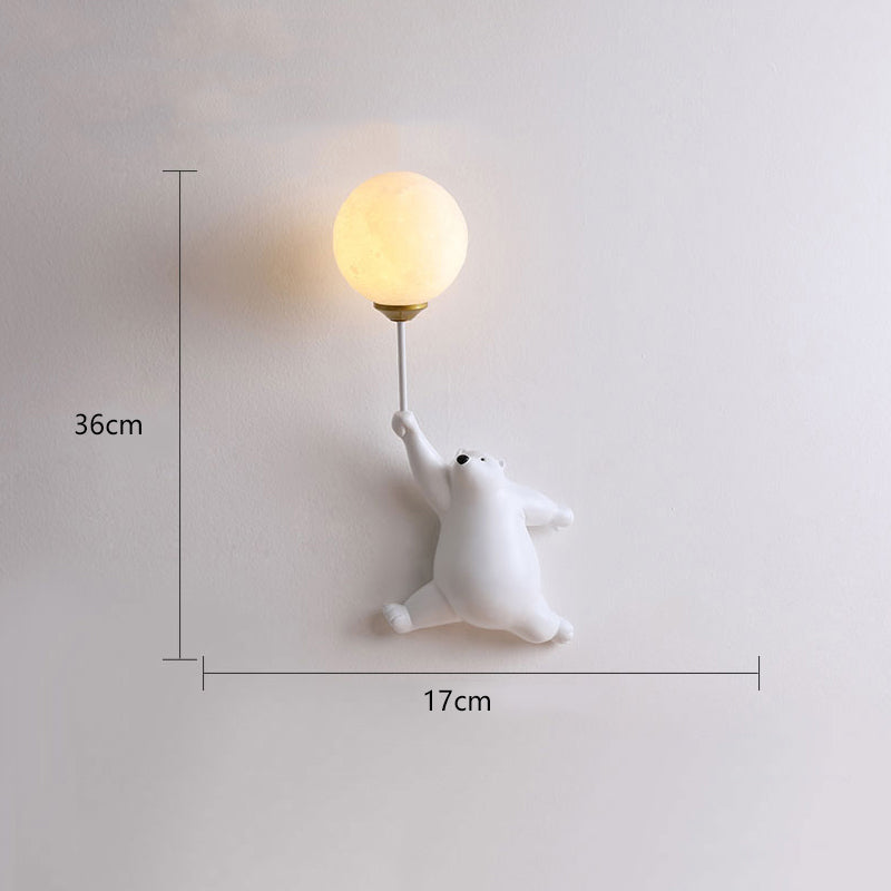 Bear Balloon Wall Sconce Modern Animal Bear Balloon. White/Blue/Pink. Living Room