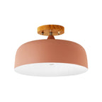 1 Light Gray/White/Pink/Green Ceiling Flush Mount Light with Drum Metal Lampshade Simple Semi-Flushmount Lamp
