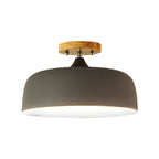 1 Light Gray/White/Pink/Green Ceiling Flush Mount Light with Drum Metal Lampshade Simple Semi-Flushmount Lamp