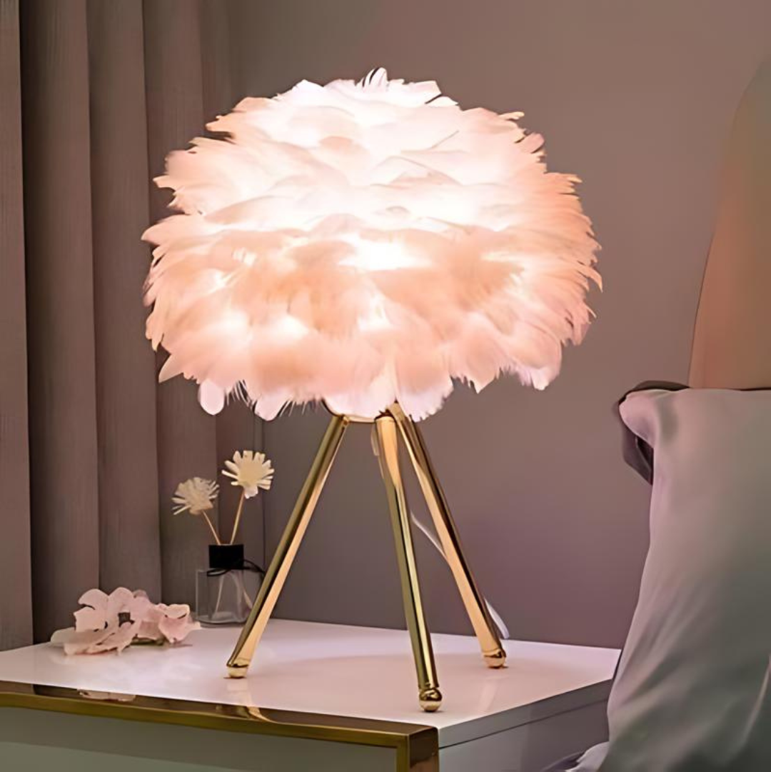 Vynex - Luxe Table Lamp with Soft Feathers
