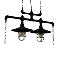 2/3 Heads Saucer Island Lighting Steampunk Black Iron Hanging Light Fixture with Cage and Chain Deco