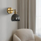 Vintage Brass Tulip Glass Wall Sconce 1-Light