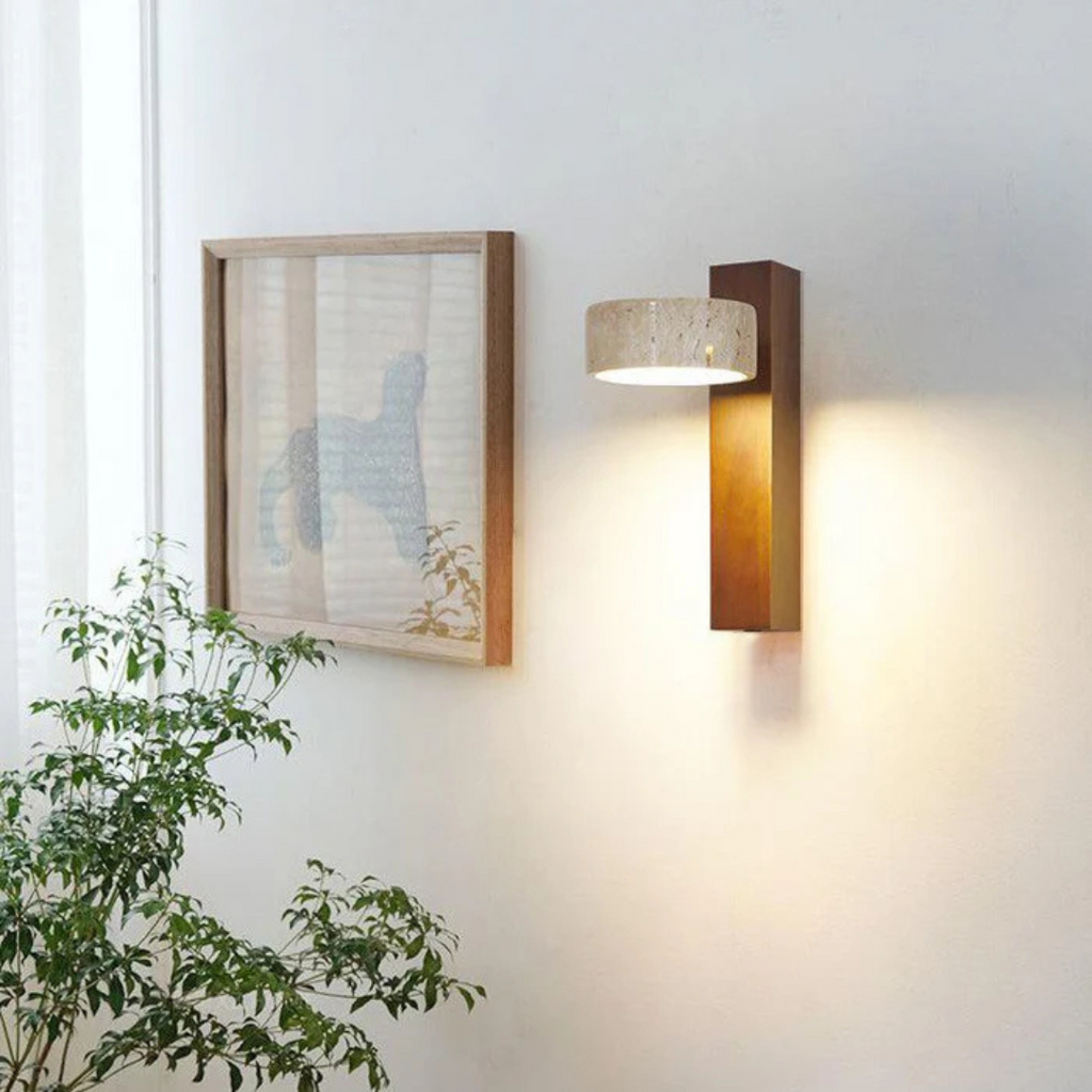 Fotis - Wabi Sabi Wall Lamp | Travertine Wall Lighting Indoor