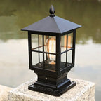 Etilo Modern Metal Glass Lantern LED Outdoor Light Post