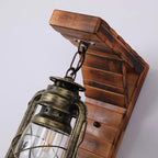 Lyros Lantern Vintage Wooden Rustic Wall Lamp
