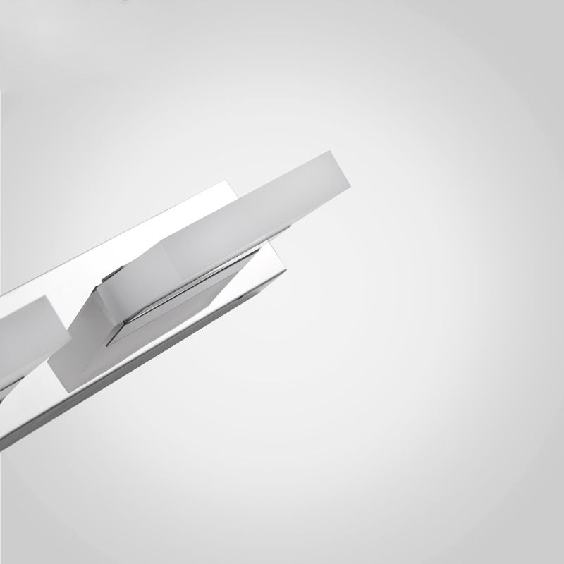 Arisha Design LED Square Mirror Wall Sconce Modern Metal/Acrylic Silver Bathroom