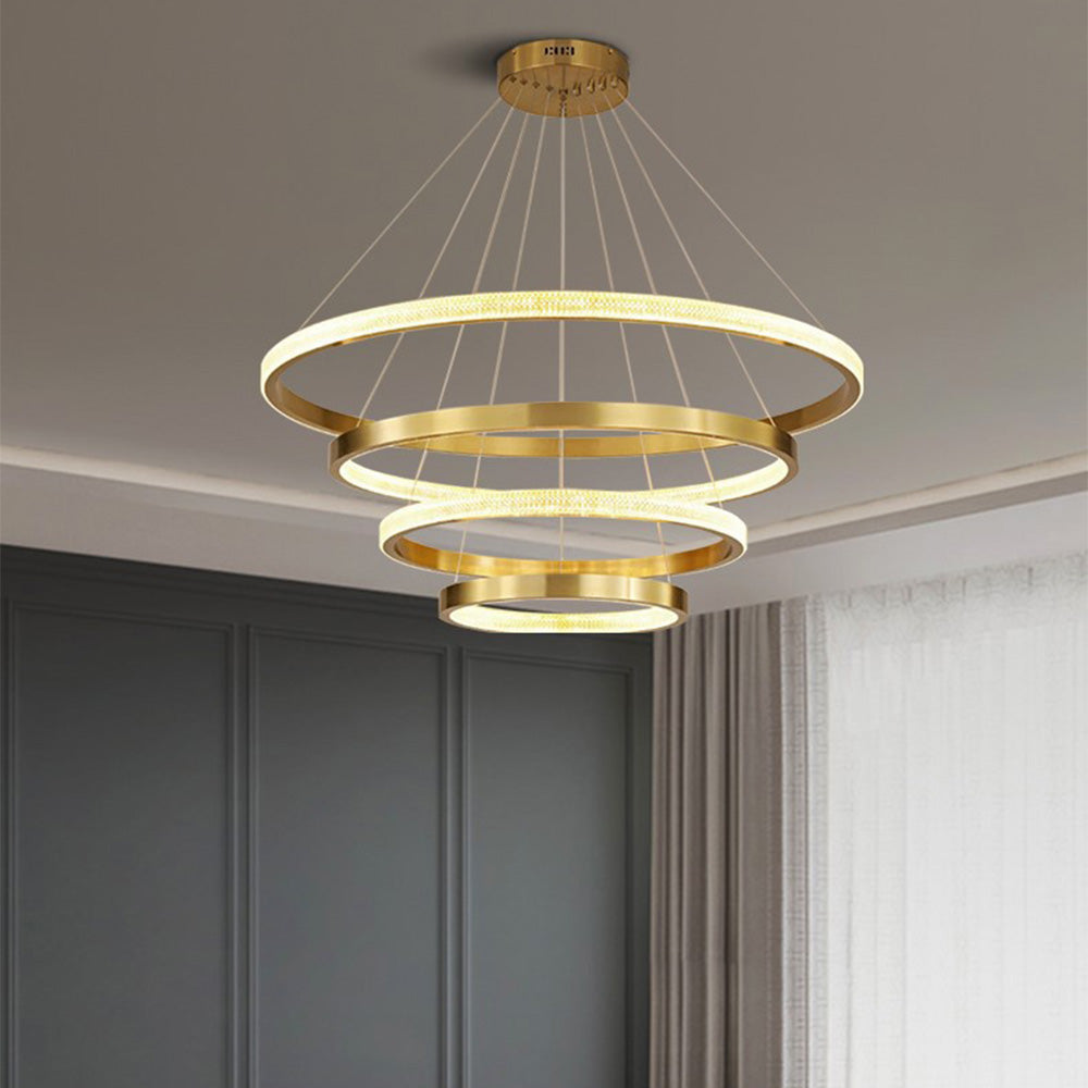 Kristy Modern Ring Metal/Acrylic LED Pendant Light, Black/Gold