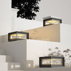 Ray Contemporary LED Cube Metal Outdoor Lamps, Black